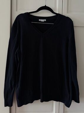 Amazon Essentials Black Cotton Modal V-Neck Sweater - Size XXL